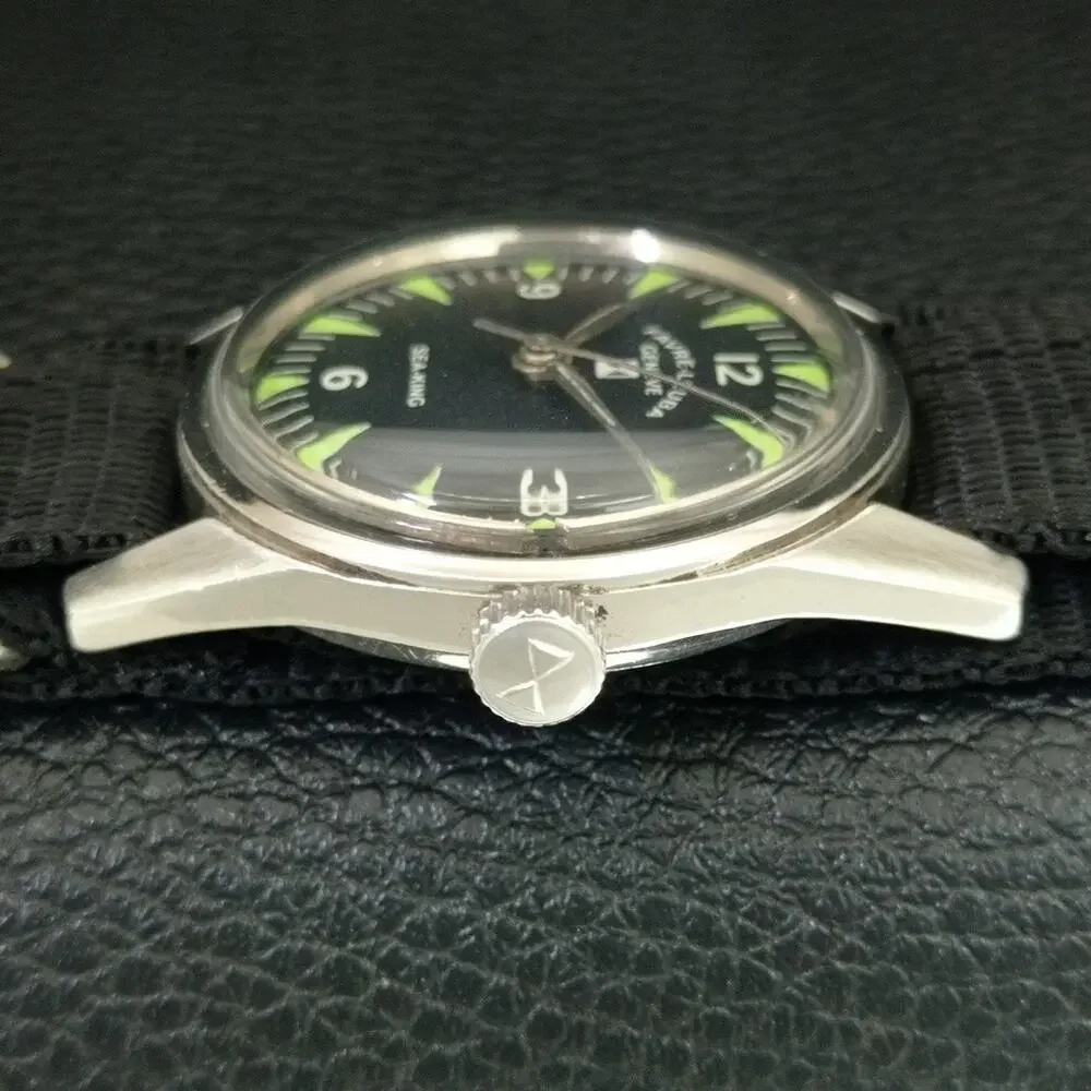Vintage 1990 Favre Leuba Manual Mens Silver Watch W/Black NATO Strap